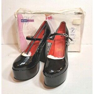 Costume Display Rubies Black Sexy Mary Jane Platform Shoes Sz 5-6 Secret Wishes